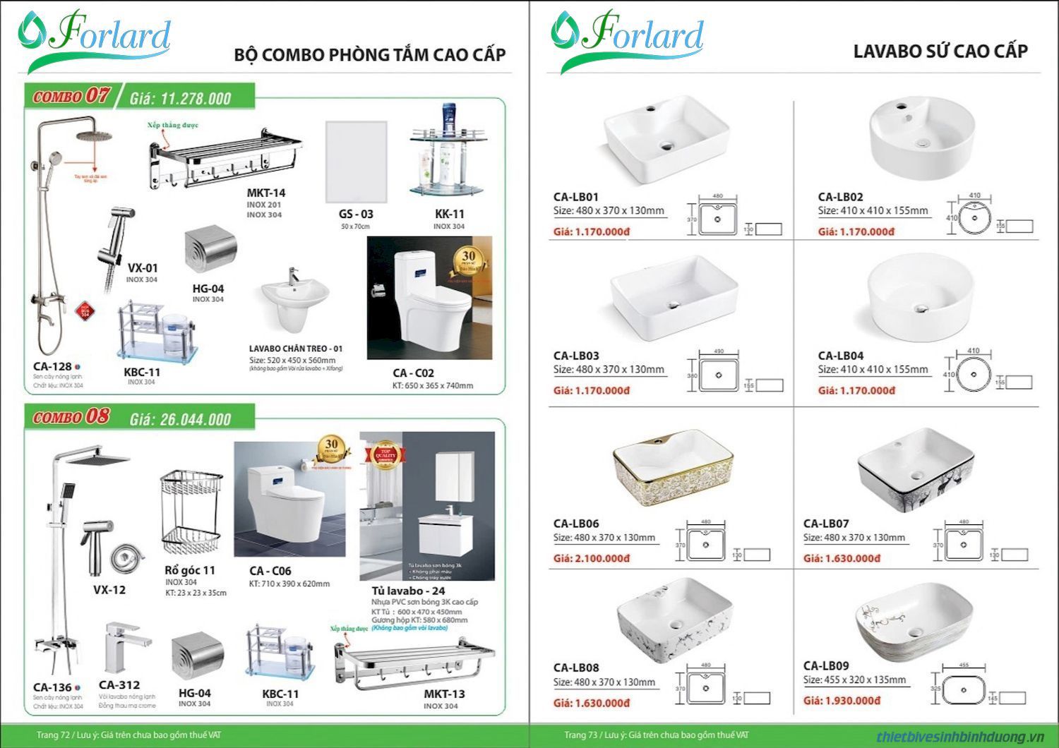 Thiết bị vệ sinh FORLARD Catalogue và Bảng giá mới nhất /Page 36